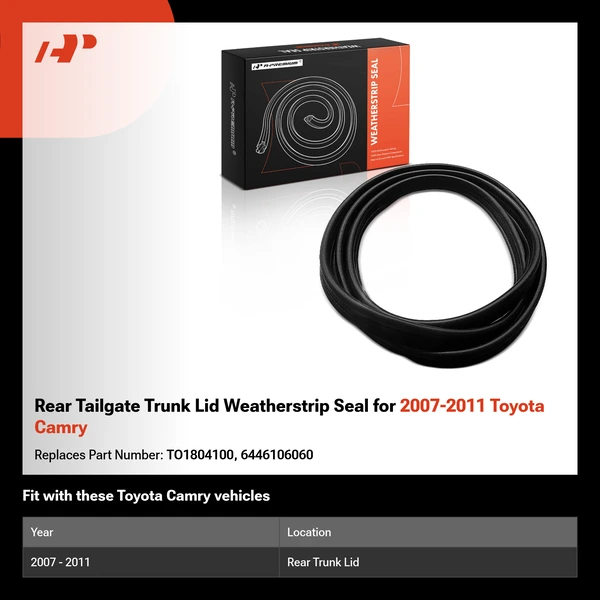 Rear Tailgate Trunk Lid Weatherstrip Seal for 2007-2011 Toyota Camry