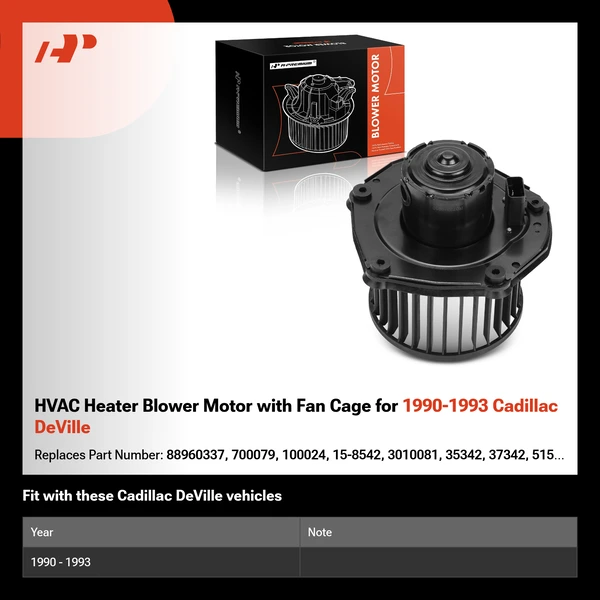 HVAC Heater Blower Motor with Fan Cage for 1990-1993 Cadillac DeVille