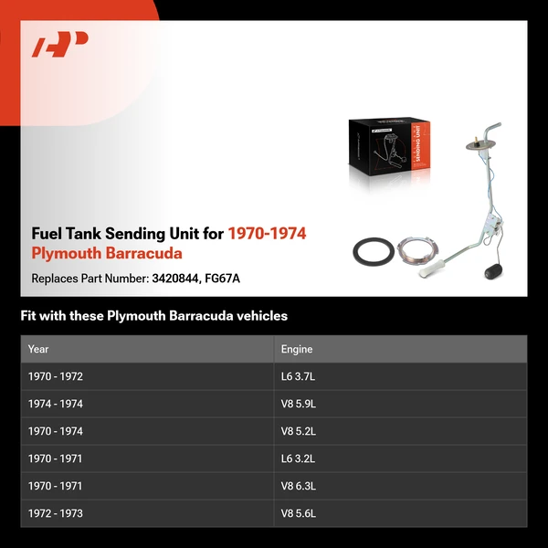Fuel Tank Sending Unit for 1970-1974 Plymouth Barracuda