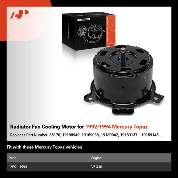 Radiator Fan Cooling Motor for 1992-1994 Mercury Topaz
