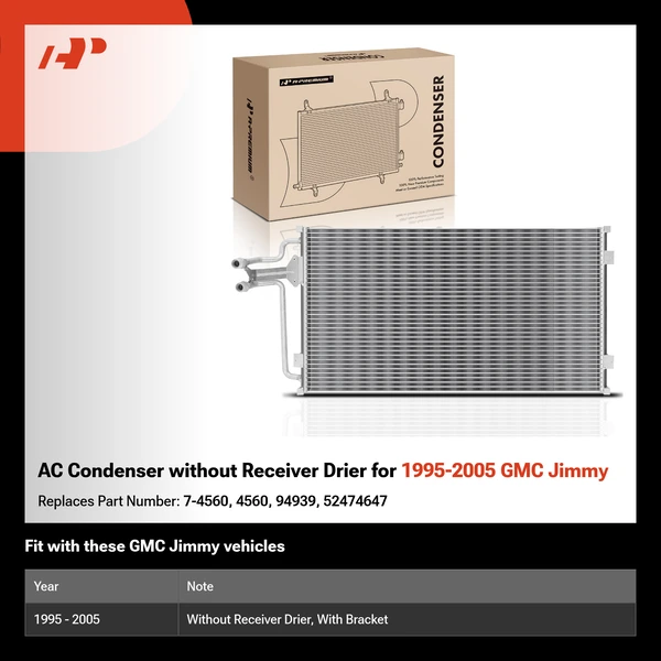 AC Condenser without Receiver Drier for 1995-2005 GMC Jimmy