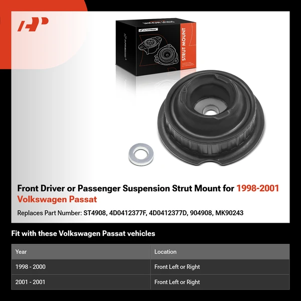 Front Driver or Passenger Suspension Strut Mount for 1998-2001 Volkswagen Passat