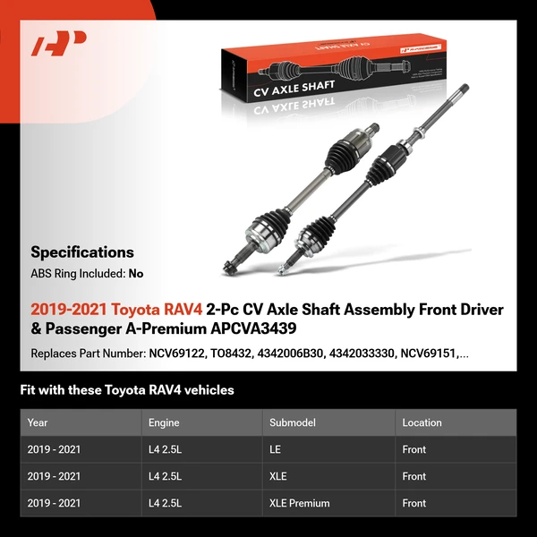 2019-2021 Toyota RAV4 2-Pc CV Axle Shaft Assembly Front Driver & Passenger A-Premium APCVA3439
