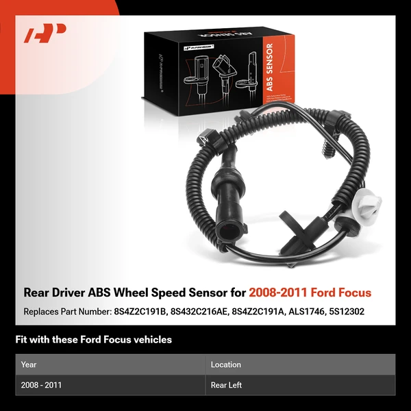 Rear Driver ABS Wheel Speed Sensor for 2008-2011 Ford Focus