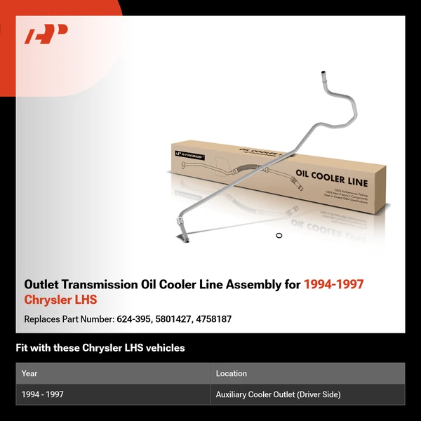 Outlet Transmission Oil Cooler Line Assembly for 1994-1997 Chrysler LHS