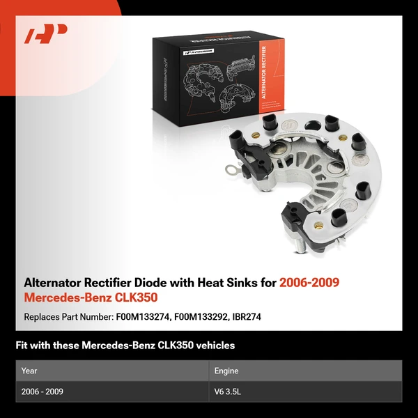 Alternator Rectifier Diode with Heat Sinks for 2006-2009 Mercedes-Benz CLK350