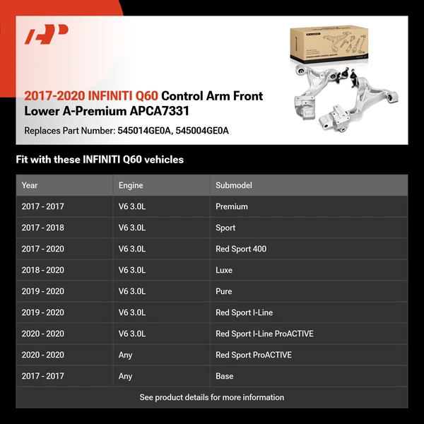 2017-2020 INFINITI Q60 Control Arm Front Lower A-Premium APCA7331