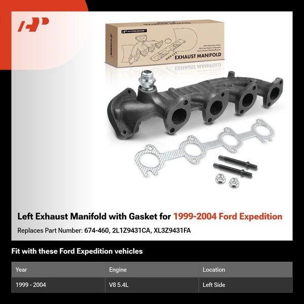Left Exhaust Manifold with Gasket for 1999-2004 Ford Expedition