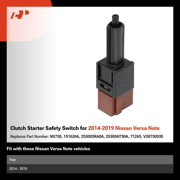 Clutch Starter Safety Switch for 2014-2019 Nissan Versa Note