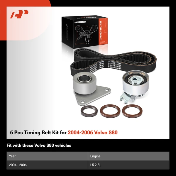 6 Pcs Timing Belt Kit for 2004-2006 Volvo S80