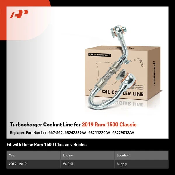 Turbocharger Coolant Line for 2019 Ram 1500 Classic