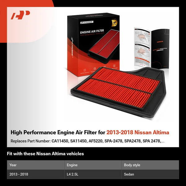 High Performance Engine Air Filter for 2013-2018 Nissan Altima