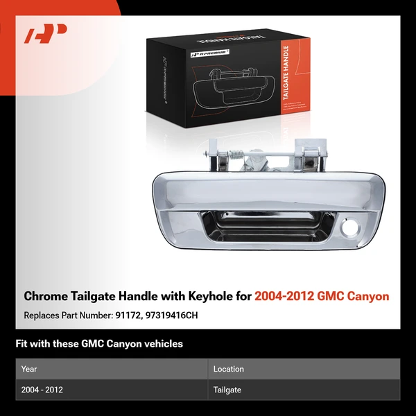 Chrome Tailgate Handle with Keyhole for 2004-2012 GMC Canyon