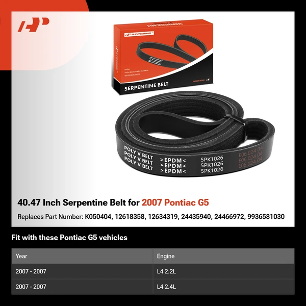 40.47 Inch Serpentine Belt for 2007 Pontiac G5