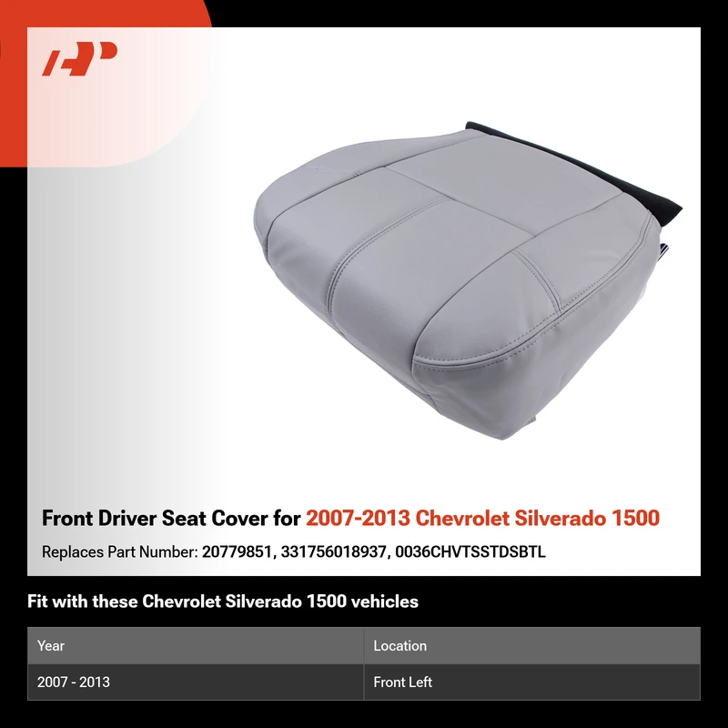 Front Driver Seat Cover for 2007-2013 Chevrolet Silverado 1500