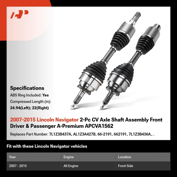 2007-2015 Lincoln Navigator 2-Pc CV Axle Shaft Assembly Front Driver & Passenger A-Premium APCVA1562