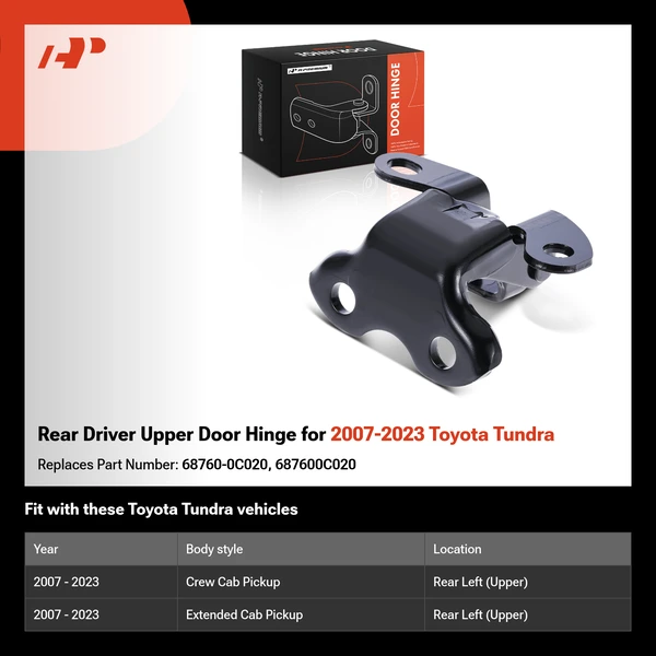 Rear Driver Upper Door Hinge for 2007-2023 Toyota Tundra