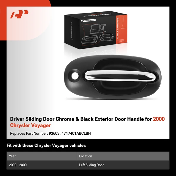 Driver Sliding Door Chrome & Black Exterior Door Handle for 2000 Chrysler Voyager