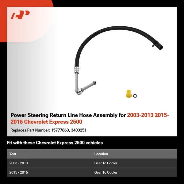 Power Steering Return Line Hose Assembly for 2003-2013 2015-2016 Chevrolet Express 2500