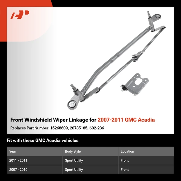 Front Windshield Wiper Linkage for 2007-2011 GMC Acadia