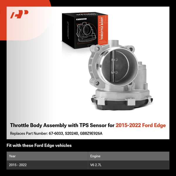 Throttle Body Assembly with TPS Sensor for 2015-2022 Ford Edge