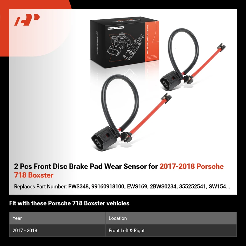 2 Pcs Front Disc Brake Pad Wear Sensor for 2017-2018 Porsche 718 Boxster