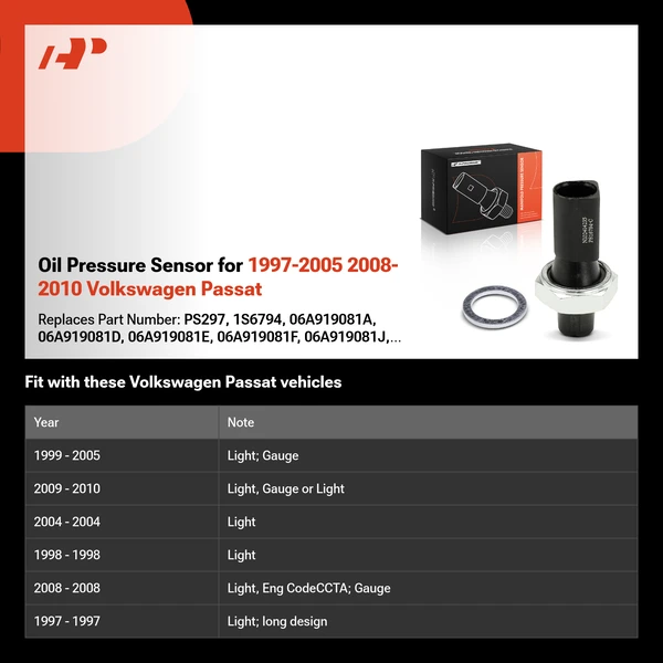 Oil Pressure Sensor for 1997-2005 2008-2010 Volkswagen Passat