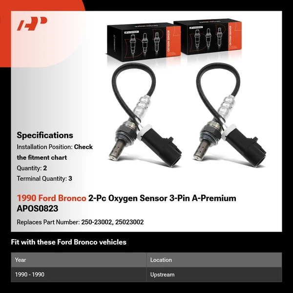 1990 Ford Bronco 2-Pc Oxygen Sensor 3-Pin A-Premium APOS0823