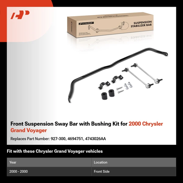 Front Suspension Sway Bar with Bushing Kit for 2000 Chrysler Grand Voyager
