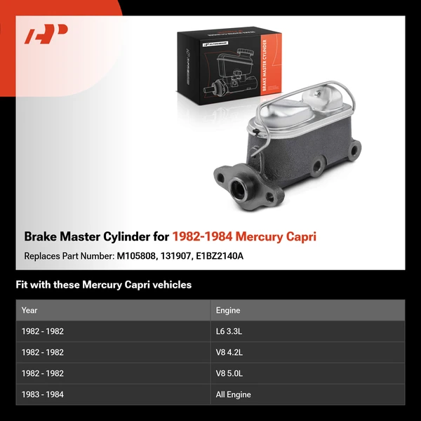 Brake Master Cylinder for 1982-1984 Mercury Capri