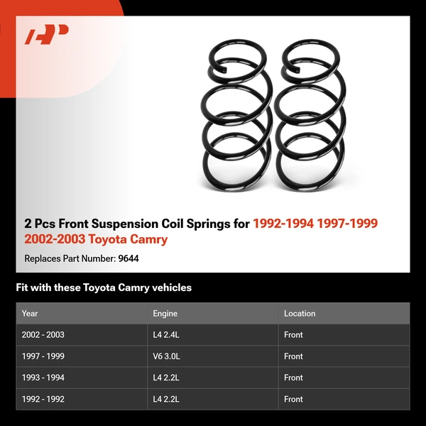 2 Pcs Front Suspension Coil Springs for 1992-1994 1997-1999 2002-2003 Toyota Camry