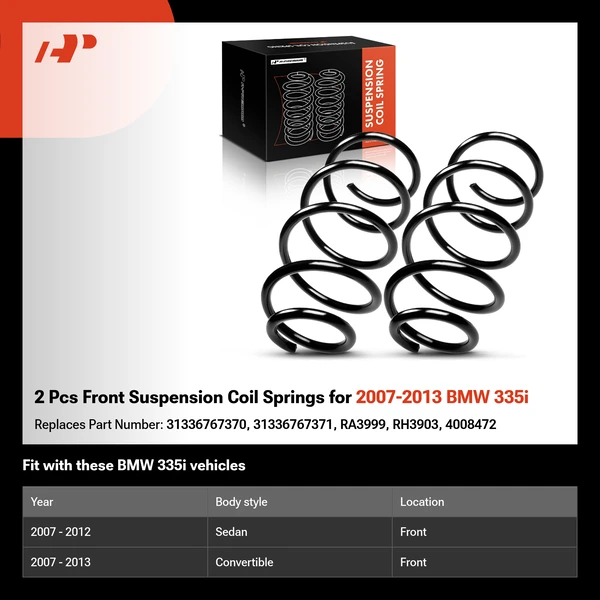 2 Pcs Front Suspension Coil Springs for 2007-2013 BMW 335i