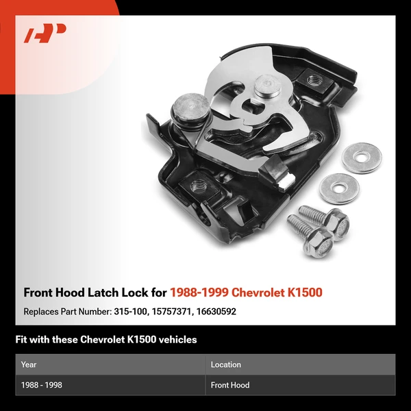 Front Hood Latch Lock for 1988-1999 Chevrolet K1500