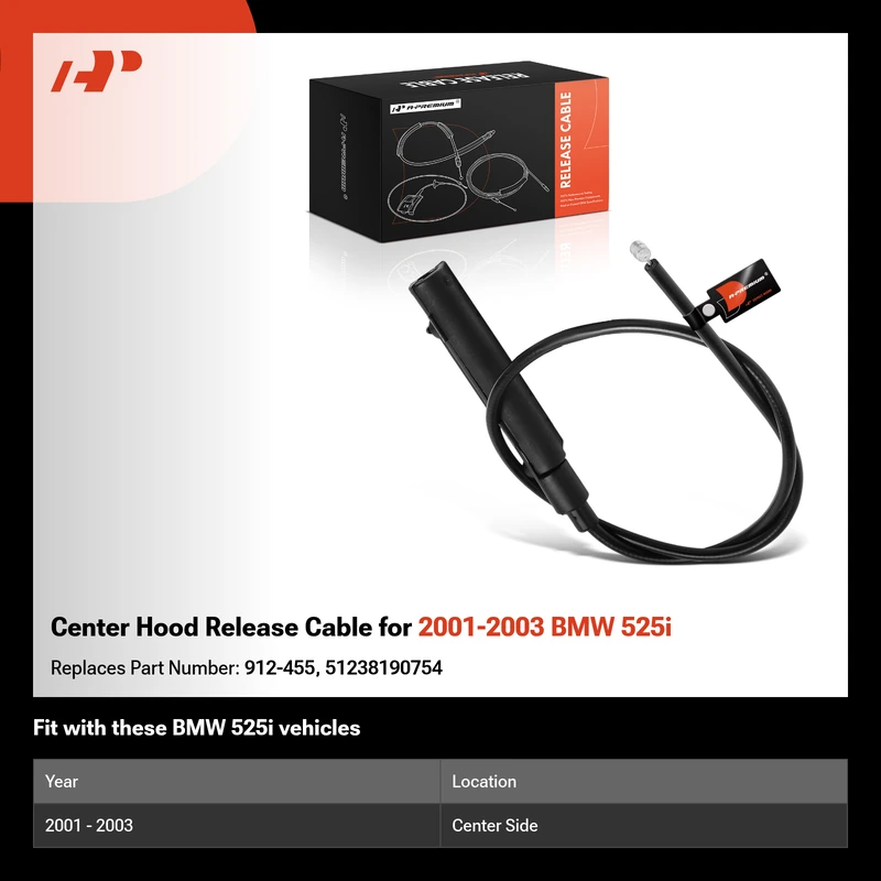 Center Hood Release Cable for 2001-2003 BMW 525i