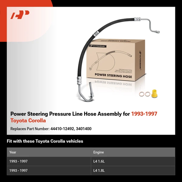 Power Steering Pressure Line Hose Assembly for 1993-1997 Toyota Corolla