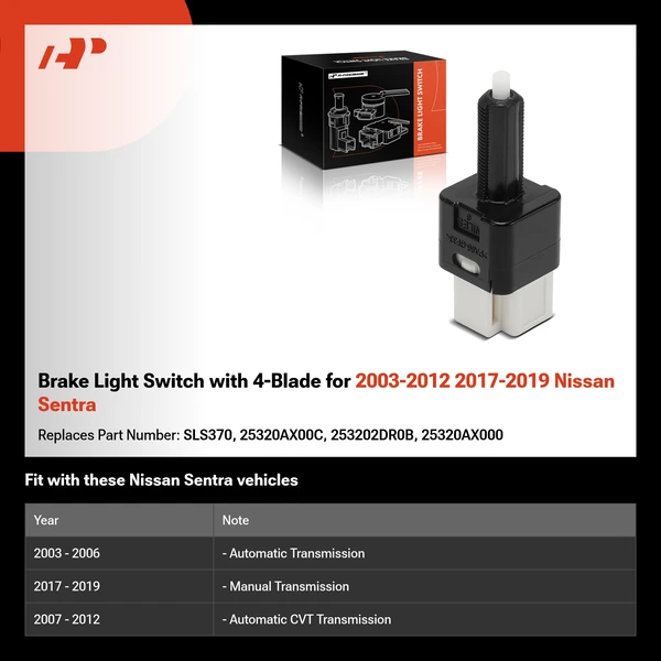 Brake Light Switch with 4-Blade for 2003-2012 2017-2019 Nissan Sentra