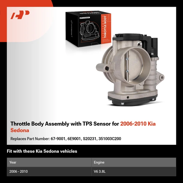 Throttle Body Assembly with TPS Sensor for 2006-2010 Kia Sedona