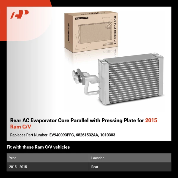 Rear AC Evaporator Core Parallel with Pressing Plate for 2015 Ram C/V