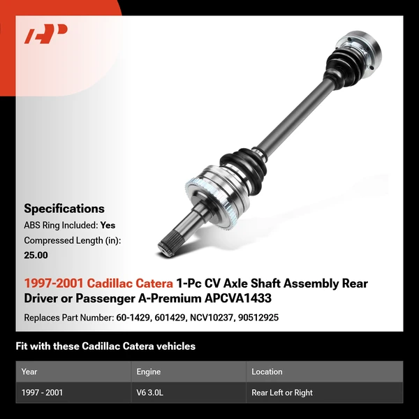 1997-2001 Cadillac Catera 1-Pc CV Axle Shaft Assembly Rear Driver or Passenger A-Premium APCVA1433