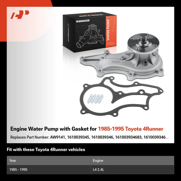 Engine Water Pump with Gasket for 1985-1995 Toyota 4Runner