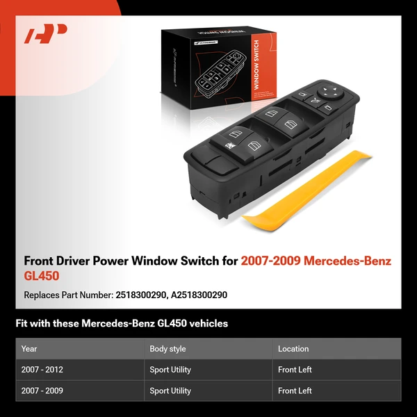 Front Driver Power Window Switch for 2007-2009 Mercedes-Benz GL450