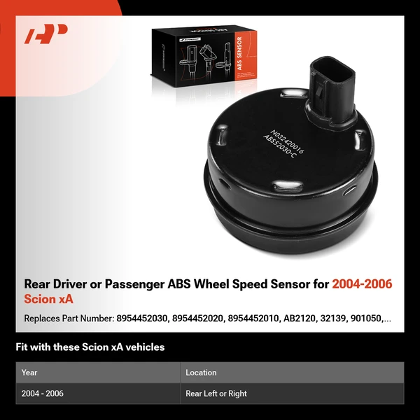 Rear Driver or Passenger ABS Wheel Speed Sensor for 2004-2006 Scion xA