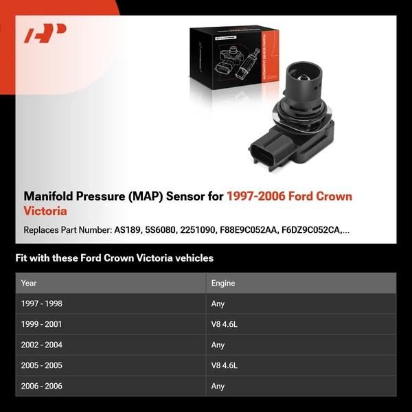 Manifold Pressure (MAP) Sensor for 1997-2006 Ford Crown Victoria