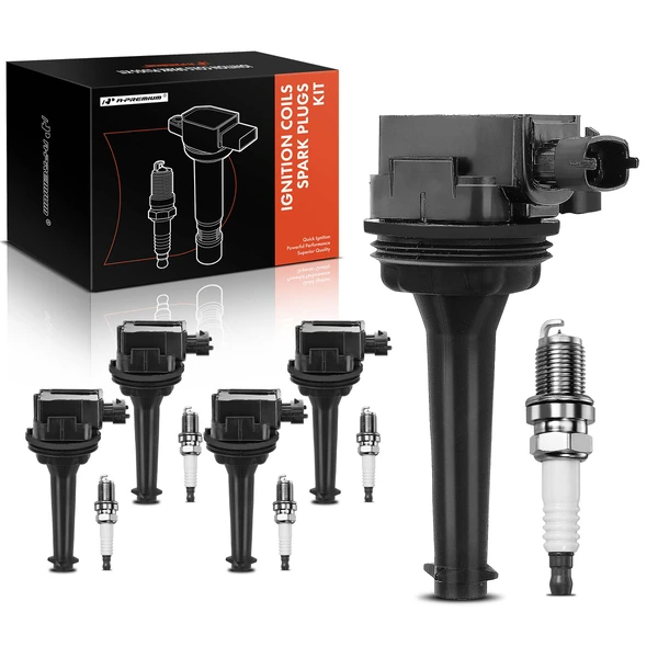 1999-2006 Volvo S80 Ignition Coil and Spark Plug Kit Set of 10 Iridium Series, 4-Blade Terminal A-Premium APIC0522