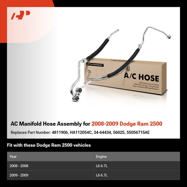 AC Manifold Hose Assembly for 2008-2009 Dodge Ram 2500