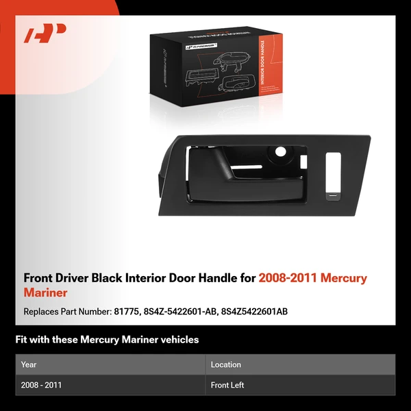 Front Driver Black Interior Door Handle for 2008-2011 Mercury Mariner