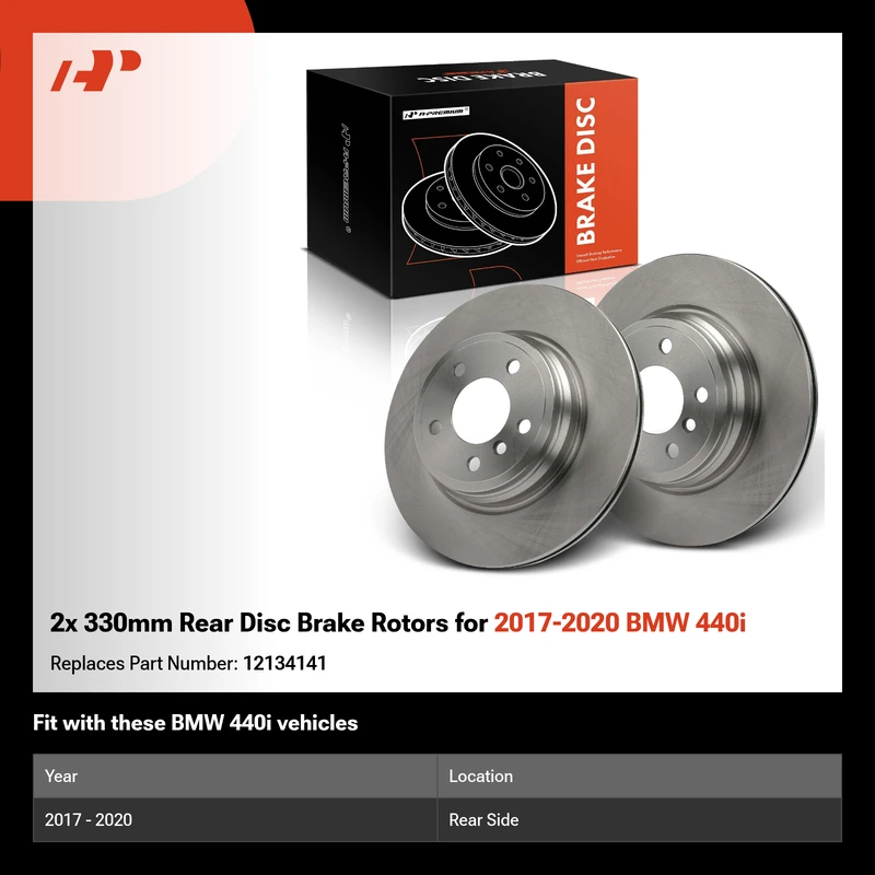 2x 330mm Rear Disc Brake Rotors for 2017-2020 BMW 440i