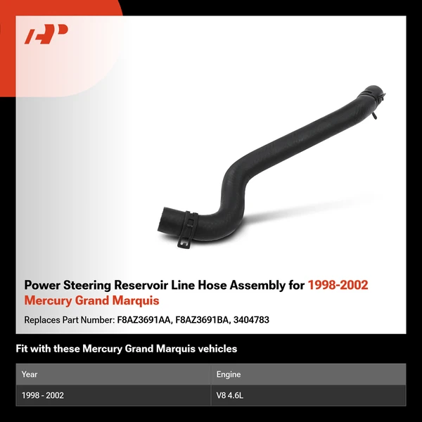 Power Steering Reservoir Line Hose Assembly for 1998-2002 Mercury Grand Marquis