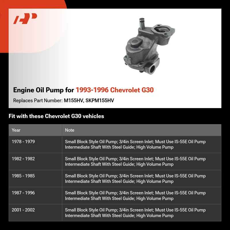Engine Oil Pump for 1993-1996 Chevrolet G30