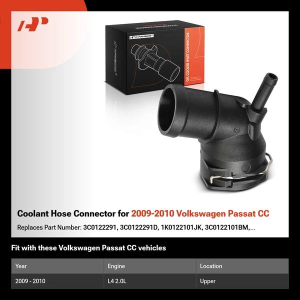 Coolant Hose Connector for 2009-2010 Volkswagen Passat CC
